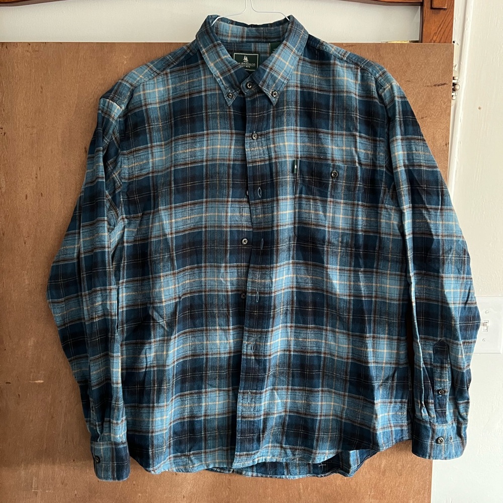 G. H. Bass & Co. Blue and white plaid button up shirt
